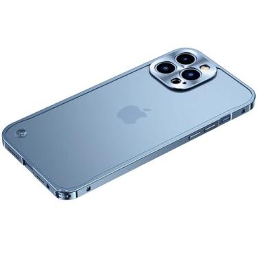 Imagem de Capa Armor Metal Frame Matte para iPhone 13 14 15 16 Pro Max 12 Mini 14 Plus 15Pro 14Pro IPone 16Pro Capa Traseira, Azul, Para iPhone 16 Pro