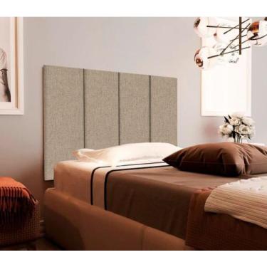 Imagem de Cabeceira Solteiro Estofada Suspensa para Quarto - 90 CM - Palha Linho