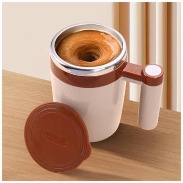 Imagem de FOVNOT Caneca de café de 350 ml, copo elétrico recarregável por USB com liquidificador magnético para bebidas - Agitação de alta velocidade para shakes de proteína, leite, marrom