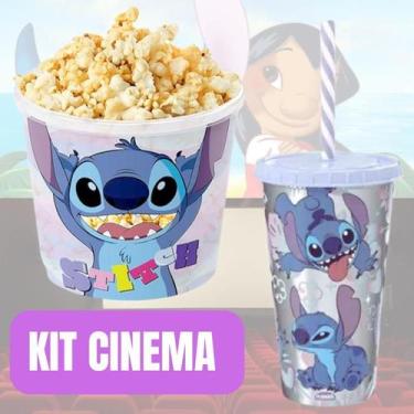 Imagem de Kit Cinema Lillo Stitch Com Balde de Pipoca e Copo Com Canudo - STORE 