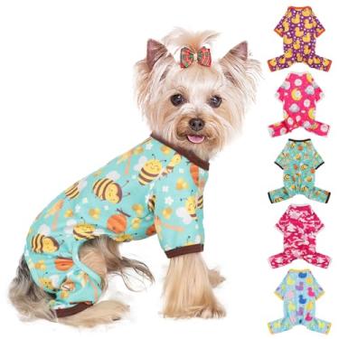 Imagem de Pijama para cães tamanho pequeno menino menina, roupas elásticas de algodão para animais de estimação, roupas para cães fêmeas e machos, primavera verão cachorrinho pijama (abelha, PP)