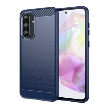 Imagem de CruzerLite Capa feita para Samsung Galaxy A56, capa com design de textura de fibra de carbono, antiarranhões, absorção de choque, capa para Samsung Galaxy A56 5G (azul)