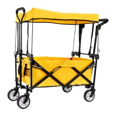 Imagem de carroça Carrinho de vagão funcional com rodas dobrável utilitário lounge vagão jardim carrinho de vagão portátil com dossel para acampamento dobrável