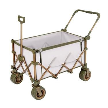 Imagem de carroça Carrinho de vagão oxford com rodas dobrável liga de alumínio utilitário vagão de mercearia acampamento carrinho de jardim para transportar cargas pesadas dobrável