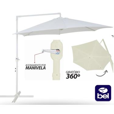 Imagem de Ombrelone Guarda Sol Suspenso Bel Veneza 3 Metros Branco Giratorio p/ Piscina, Hotel, Deck, Bares, Jardim