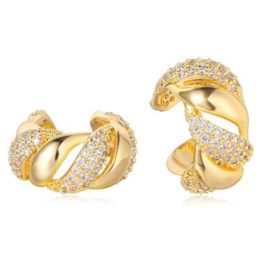 Imagem de BENEIGE Brincos de orelha não perfurantes banhados a ouro 14K para mulheres, brincos de cartilagem com clipe para mulheres, Latão, Sem pedra preciosa