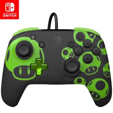 Imagem de PDP REMATCH Enhanced Wired Nintendo Switch Pro Controller, Switch Lite/OLED Compatible (1-UP Glow in the Dark Mario Toad)