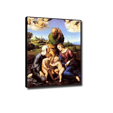 Imagem de JZSDGB The Canigiani Madonna por Raphael-Famous Paintings Wall Artwork-Reprodução Giclee Canvas Prints-paisagem em tela arte de parede para decoração de quarto moldura preta 60x80 cm (61.0x78.7 cm)