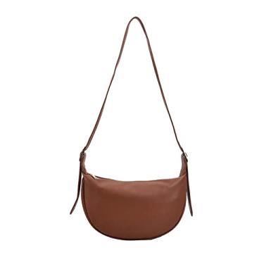 Imagem de Bolsa de peito para mulheres Bolsa tiracolo de grande capacidade para mulheres Bolsa de cintura meia-lua Bolsa de viagem feminina(Brown2)