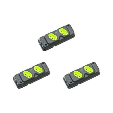 Imagem de Kit C/3 - Tomada Barra Fiolux Dupla 2P+T20A Preto