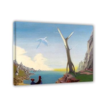 Imagem de JZSDGB Félix Labisse Impressões em tela e pôster-Famous Painting abstract Wall Art-'L'Ile de Pâques'Reproduções em tela - quadros emoldurados em madeira e prontos para pendurar para decoração de casa