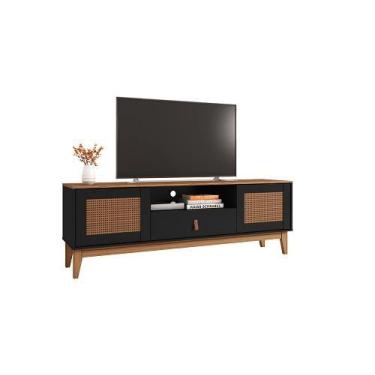 Imagem de Rack Esmeralda 1.60 Preto/Noce - Casa D Móveis, Preto e Noce