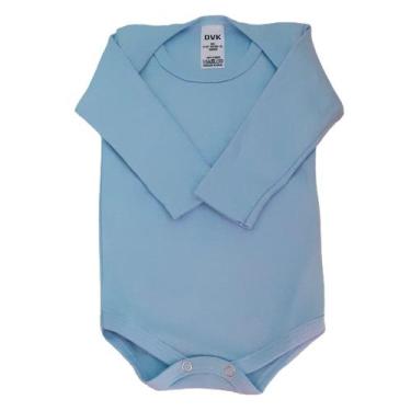 Imagem de Body liso Bebe Manga Longa Suedine Azul Roupa de Bebe 100 Algodão Basi