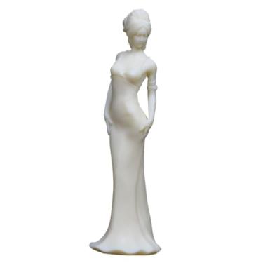 Imagem de Vestido longo branco de 20 cm, estatuetas de mulher de beleza, ornamentos de mesa, estátua de arte corporal feminina sexy em pé para casa armário de vinho decoração de estante