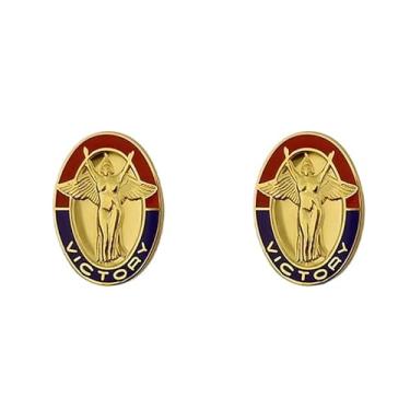 Imagem de Reprodução PAR OF US ARMY 1ST INFANTRY DIVISION CREST DUI BADGE PIN, padrão, metal, sem pedra preciosa, standard, Metal, Sem Pedra Preciosa