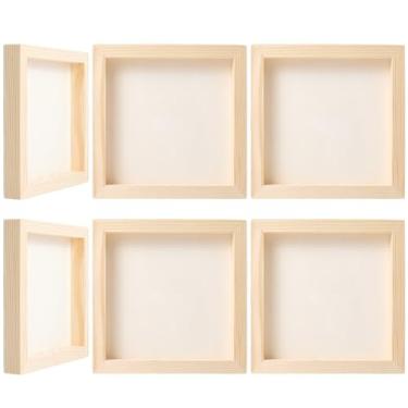 Imagem de GORGECRAFT 6 peças de quadros de lona de madeira 14,8 x 14,8 cm painéis de madeira quadrados inacabados painel de tela de pintura em branco para pintura a óleo aquarela desenho cavalete exibição DIY