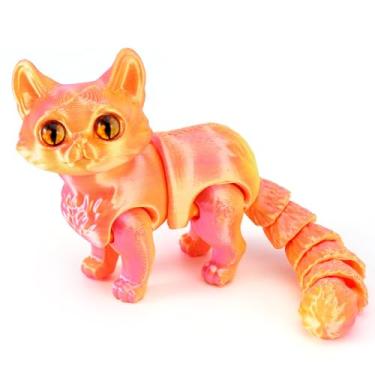 Imagem de QINGMIAO Gato impresso em 3D, brinquedos articulados de gato preto para adultos, brinquedos fidget de animais com impressão 3D, decoração para alívio do estresse, impressão 3D, gato fofo, animal de