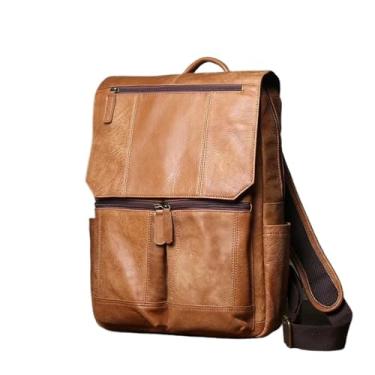 Imagem de Mochila masculina de couro genuíno vintage, bolsa para laptop de 16 polegadas, mochila de couro para homens, bolsa de viagem de grande capacidade