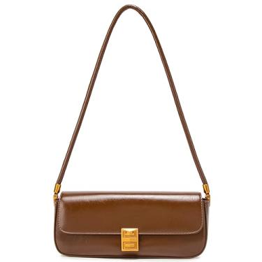 Imagem de Ansseng Bolsa de ombro feminina, mini bolsa retrô, bolsa clutch pequena bordô para uso diário, Marrom