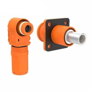 Imagem de 1 conjunto de conector de armazenamento de energia da bateria, conectores de alta corrente 120A 25 mm² Terminal de plugue rápido laranja plugue e soquete de ângulo reto IP67 adaptador de alimentação à