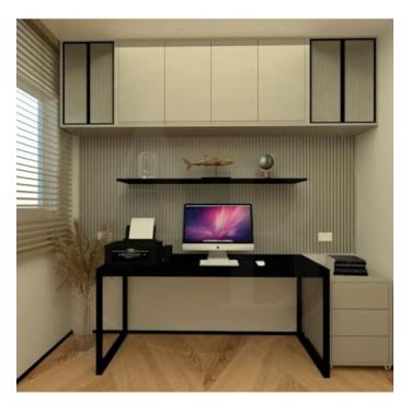 Imagem de Mesa De Computador Reforçada P/ 2 Pessoas Industrial Madeira Mdf Reforçada e Ferro Para Escritório Home Office 120x60 (Preto)