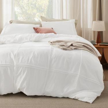 Imagem de Capa de edredom Bedsure Grid Boho King Size com 2 fronhas