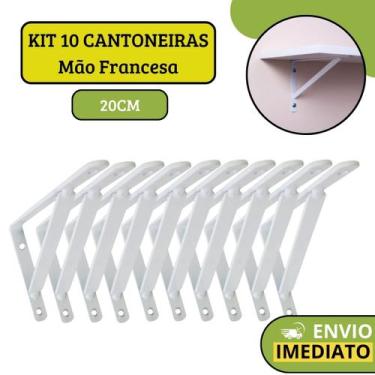 Imagem de Kit 10 Suporte Mão Francesa Cantoneira Para Sustentar Prateleira 20cm 