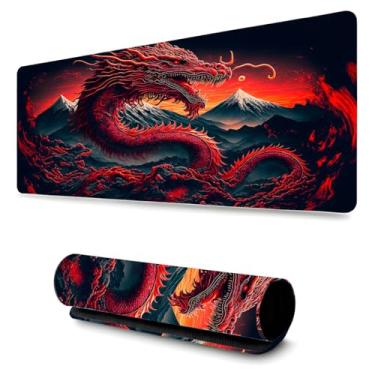 Imagem de Mouse Pad Gamer Profissional Desktop Confortavél Anti Derrapante 70x35 - Dragão Vermelho