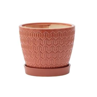 Imagem de Napco Imports Vaso de flores suculentas para plantas internas e externas com pires, flecha de ferrugem de cerâmica de 12 cm