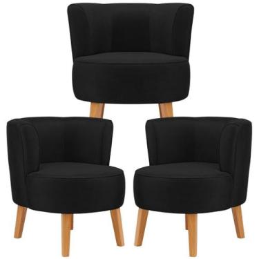 Imagem de Jogo 3 Cadeiras para Sala de Espera Aconchegante Tecido Veludo Ergonôm