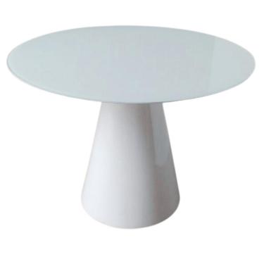 Imagem de Mesa de Jantar Cone 80cm Laqueada e Vidro 4 Mm Branco