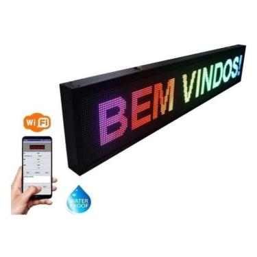 Imagem de Painel LED rgb 135x20 Letreiro Colorido Luminoso Digital Alto Brilho Wi-Fi Externo