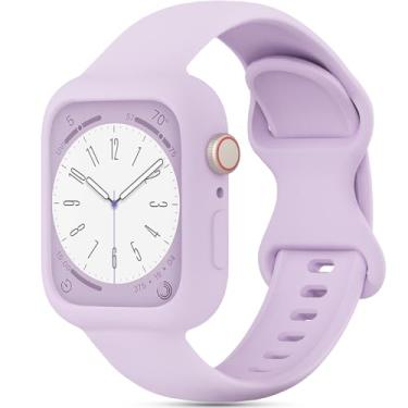 Imagem de Pulseira de silicone compatível com Apple Watch Ultra, série 11, 10, 9, 8, SE, 7, 6, 5, 4, 3, 2 e 1 de 38 mm, 40 mm, 41 mm, 42 mm, 44 mm, 45 mm, 46 mm, 49 mm, 4, 3, 2 e 1