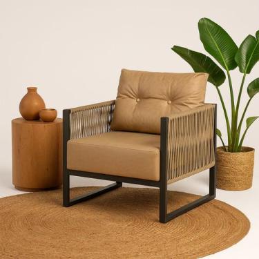 Imagem de Poltrona Corda Nautica - Varanda, Sacada, Sala, Estar - Caramelo - DOM