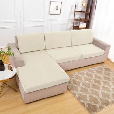 Imagem de Capa de almofada impermeável para sofá, protetor elástico para sofá, animais de estimação, crianças, sala de estar, sofás, capa protetora, branco-sujo, 1 fronha 45x45 cm