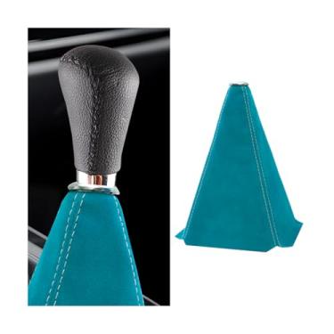 Imagem de BESULEN Capa de bota de câmbio de carro, capa contra poeira de botão de câmbio de couro, substituição manual/automática, polaina de freio de mão, capa de proteção contra poeira para carro (azul claro