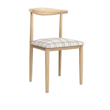 Imagem de Cadeira de jantar ergonômica com acolchoamento confortável e design resistente (cinza [almofada de tecido de grade branca])