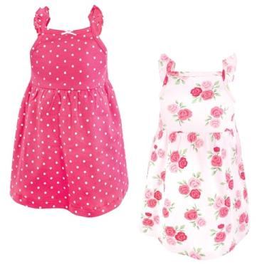 Imagem de Hudson Baby Vestidos de algodão para bebês e meninas, Dk Pink Dot, 6-9 Meses