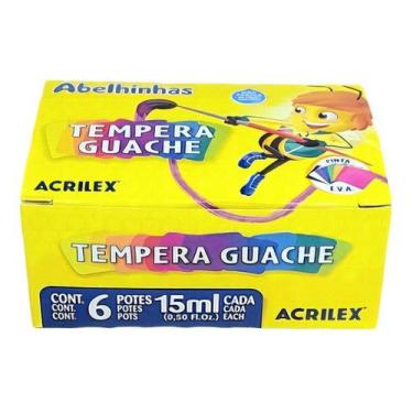 Imagem de Kit c/ 4 Tinta Guache 6 Cores 15ml - Acrilex tempera guache