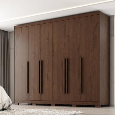 Imagem de Guarda Roupa Casal com Pés 6 Portas em MDF Platinium Zanzini - Jacaranda