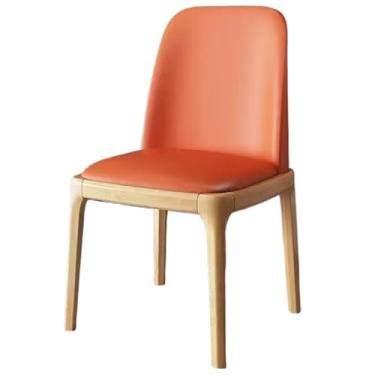 Imagem de Cadeira de jantar moderna de couro PU com design ergonômico e enchimento de espuma de alta densidade (cor de tronco + laranja)
