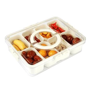 Imagem de Generic Bandeja De Servir, Servir Dividida Com Tampa, 8 Compartimentos, Recipiente Portátil Para Lanches, Lavável Na Máquina Lavar Louças Crianças E Adultos