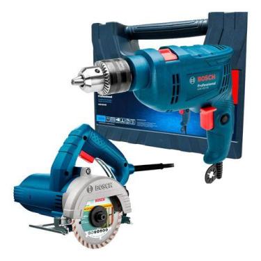 Imagem de Kit Serra Marmore Bosch Gdc 150 E Furadeira Gsb 550 Re 110v