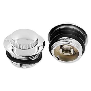 Imagem de HTTMT MT249-040-CD Chrome Pop Up Gas Cap Ventilado Conjunto de tampa de tanque de combustível compatível com 1982-2010 Harley Davidson