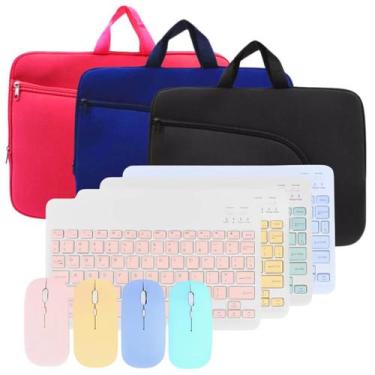 Imagem de Kit Teclado e Mouse Sem Fio Bluetooth + Luva Case p/ Notebook - Commer