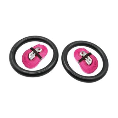 Imagem de UGPLM Argolas de ginástica para adultos com alças ajustáveis, argolas multiuso para exercícios de flexão para escritórios, hotéis, crianças, homens e, Rosa