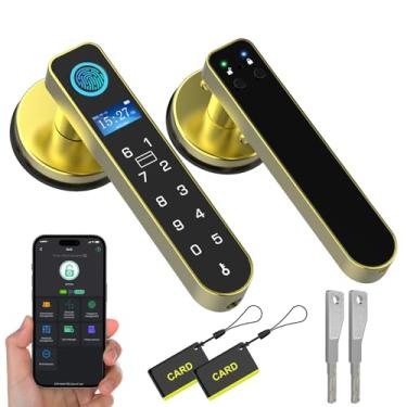 Imagem de Eseesmart Fechadura inteligente, maçaneta de porta de impressão digital com teclado, maçanetas inteligentes biométricas e controle de aplicativo, fechadura de porta de entrada sem chave para quarto