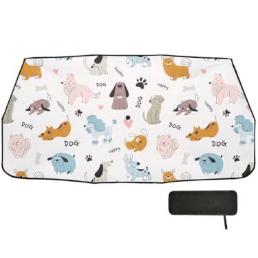 Imagem de Protetor solar de cachorro Doodle para para-brisa de carro proteção de isolamento térmico capa de guarda-chuva de carro 147.3 cm x 75.4 cm para-sol janela carro