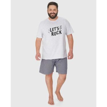 Imagem de Pijama Masculino Algodão Manga Curta Malwee Plus Ref. 121173, Cinza, G