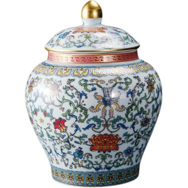Imagem de Jarra de gengibre chinoerie, ornamentos de porcelana - jarro decorativo de cerâmica azul com tampa para decoração de casa tradicional, chá, frutas secas e armazenamento de cereais, lago azul